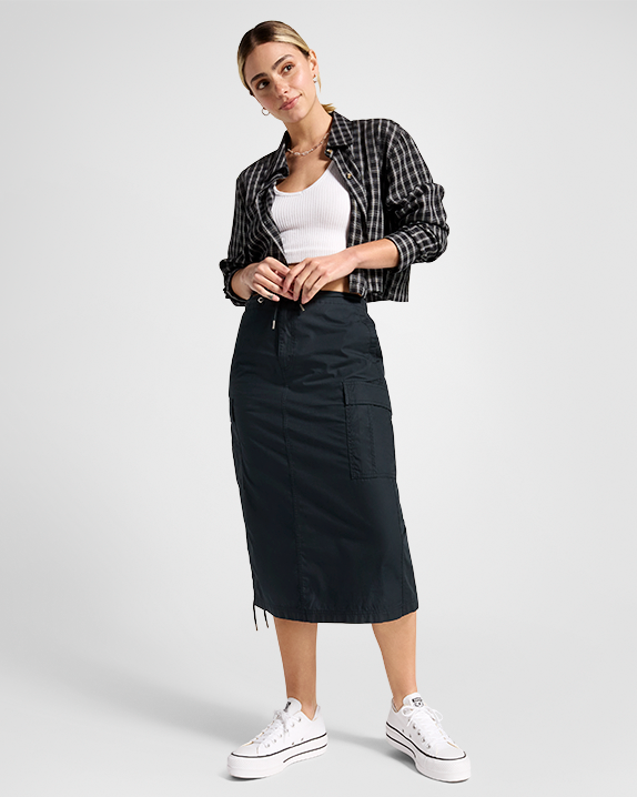 LONG CARGO SKIRT BLACK