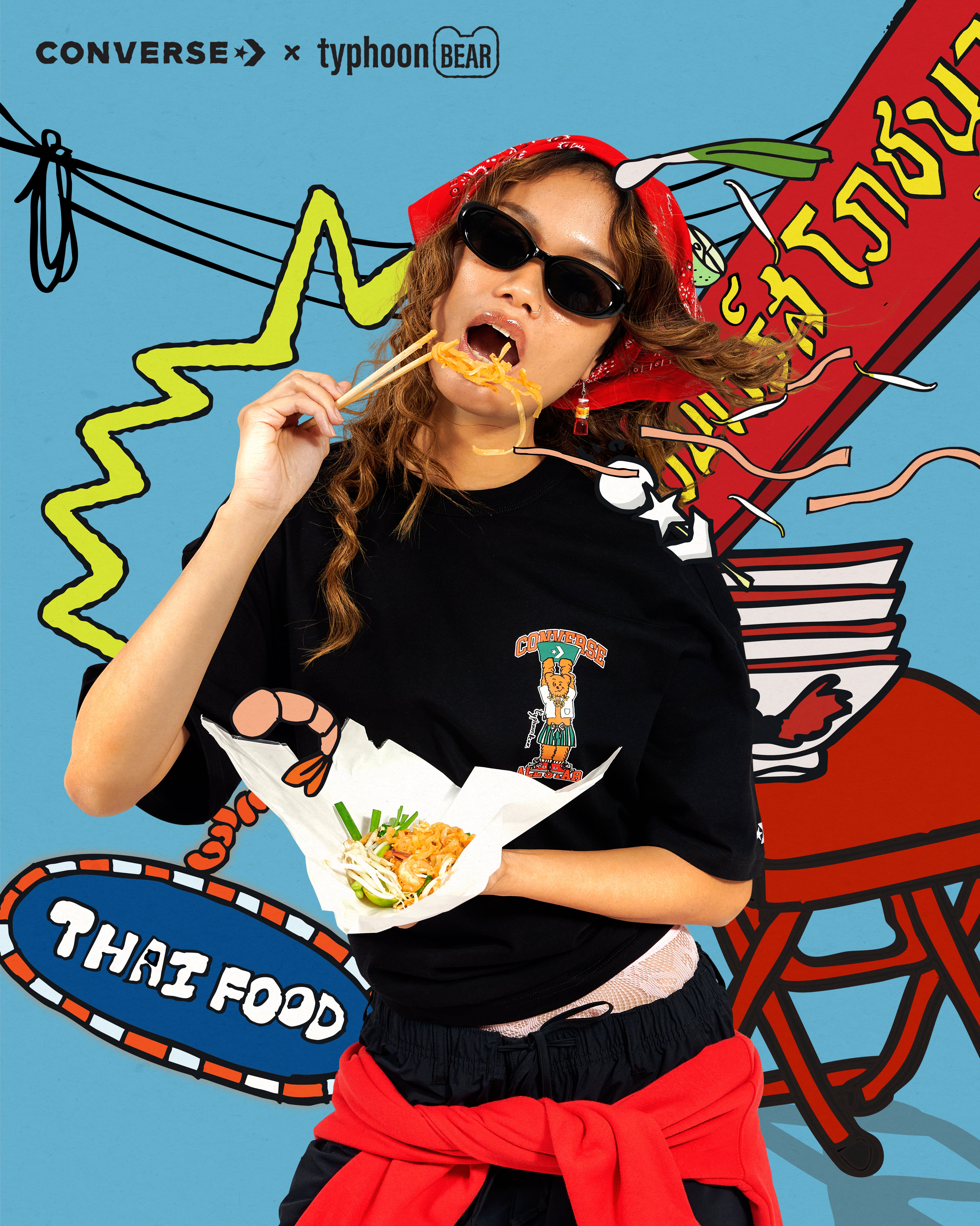 TYPHOON ATE PADTHAI OS TEE BLACK UNISEX