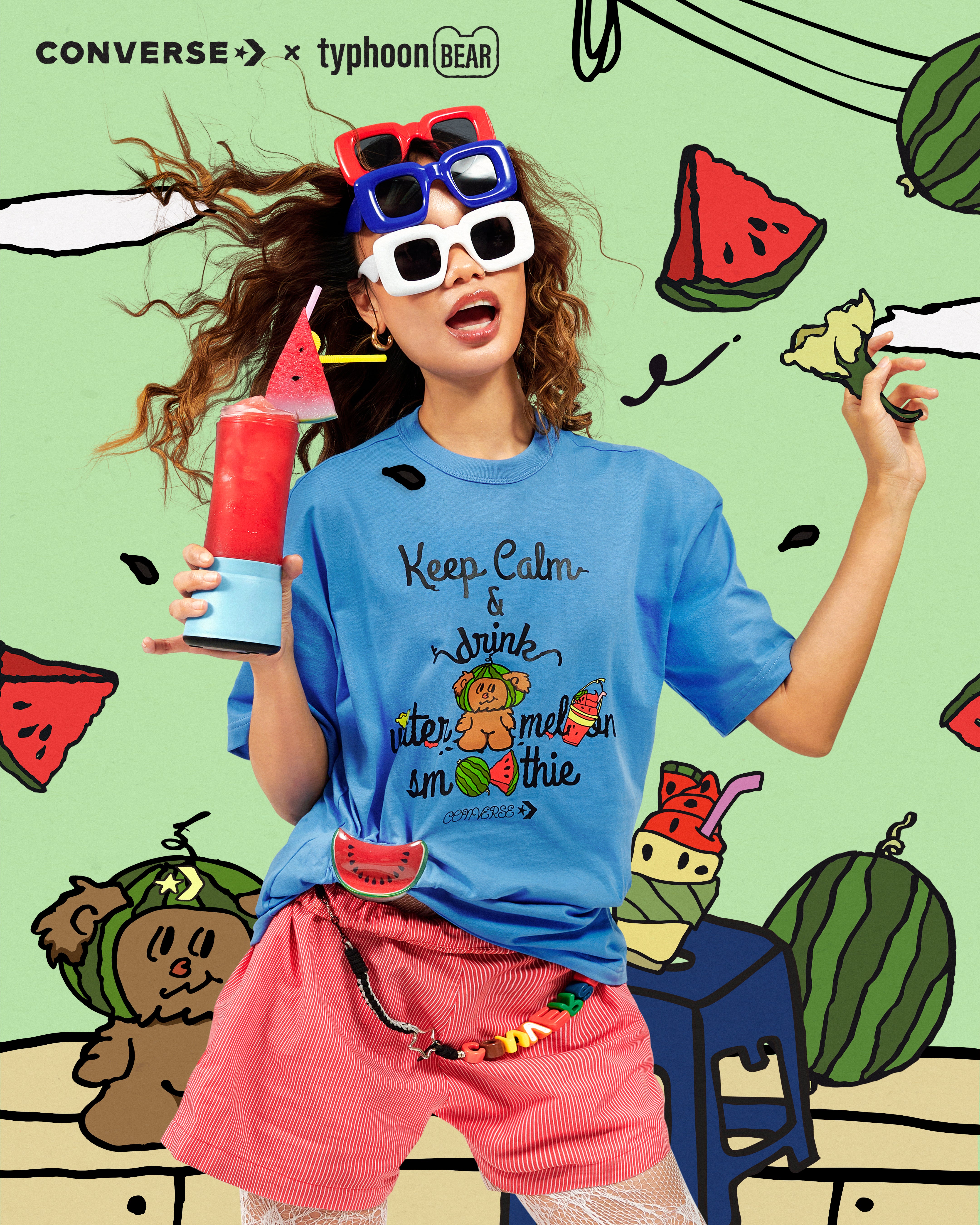 TYPHOON ATE WATERMELON SMOOTHIE OS TEE BLUE UNISEX