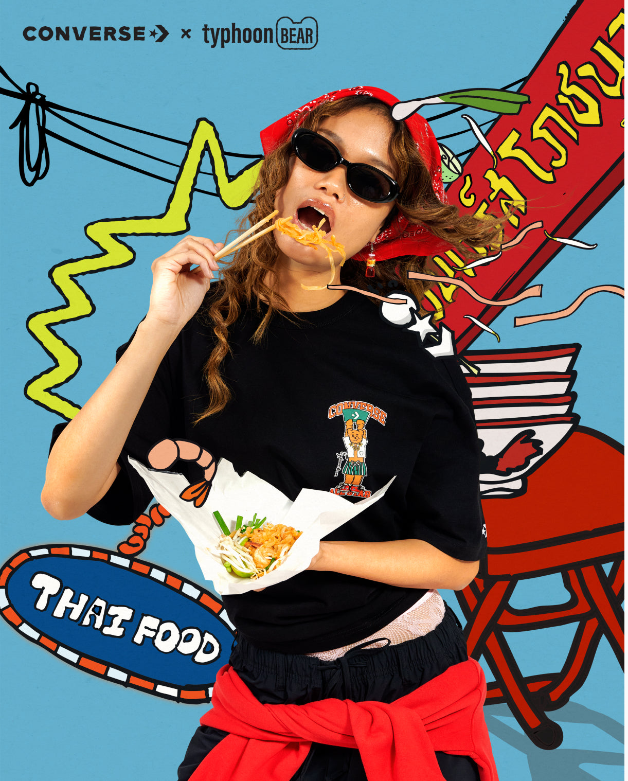 TYPHOON ATE PADTHAI OS TEE BLACK UNISEX