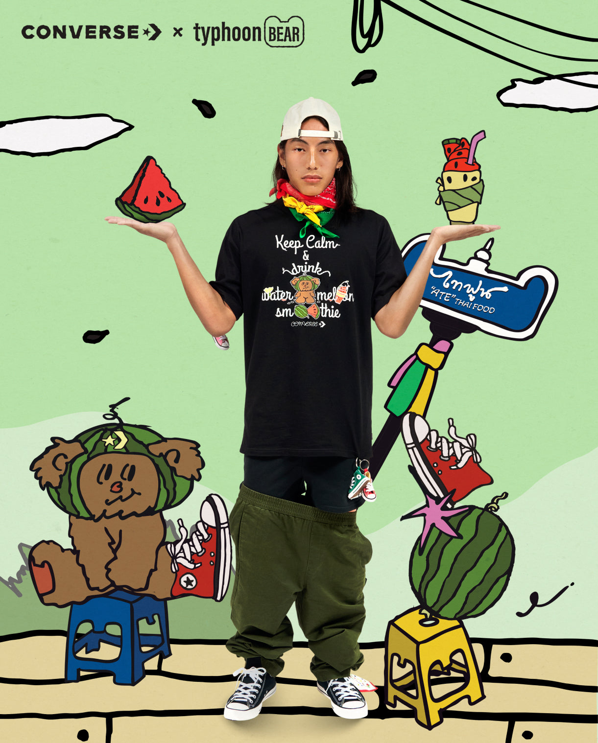 TYPHOON ATE WATERMELON SMOOTHIE OS TEE BLACK UNISEX