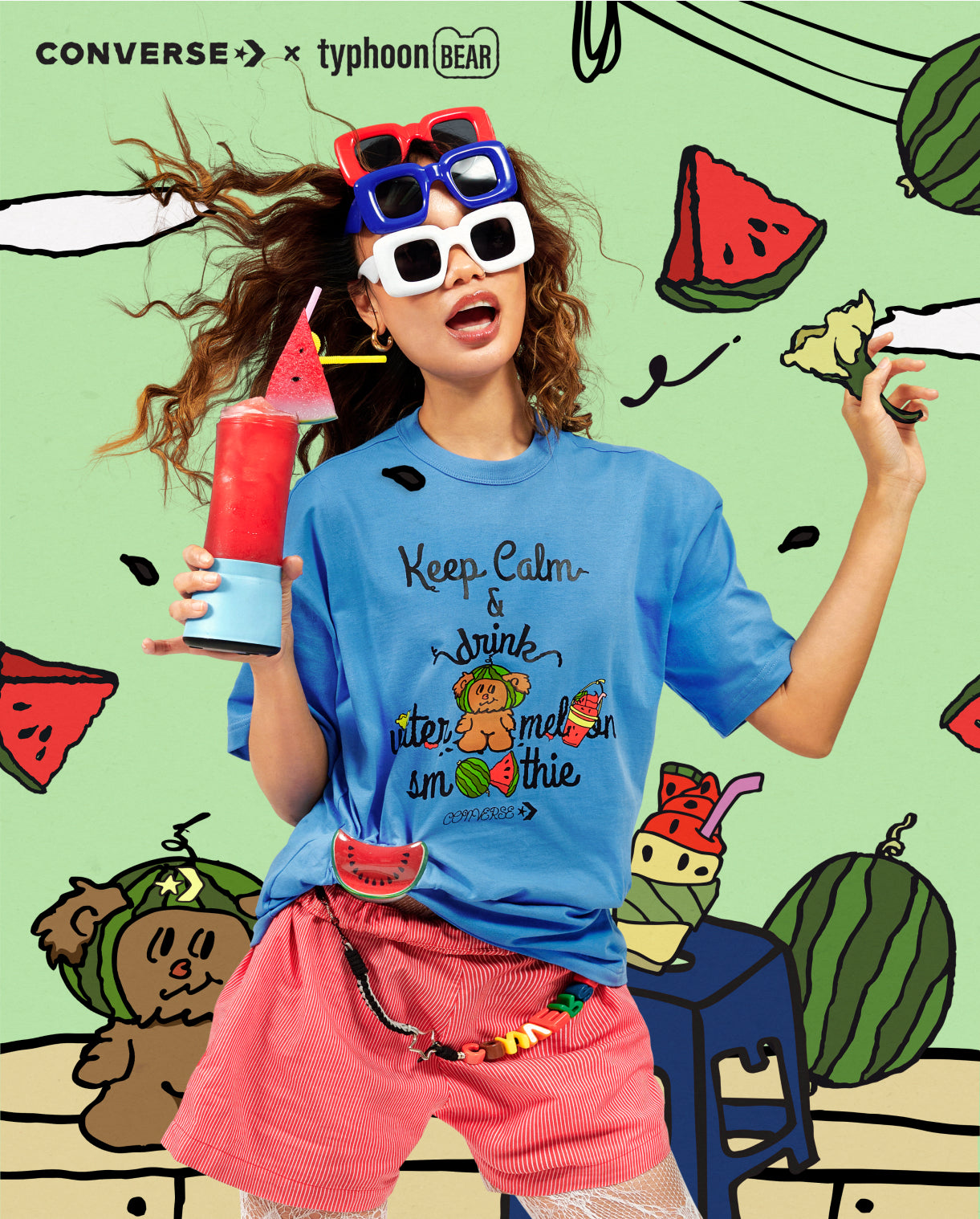 TYPHOON ATE WATERMELON SMOOTHIE OS TEE BLUE UNISEX