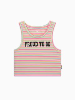 PROUD TO BE STRIPED TANK TOP ORANGE